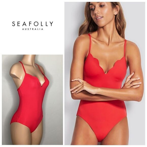 New. SEAFOLLY red one piece. Size US 6. Retails $149 - Picture 1 of 11